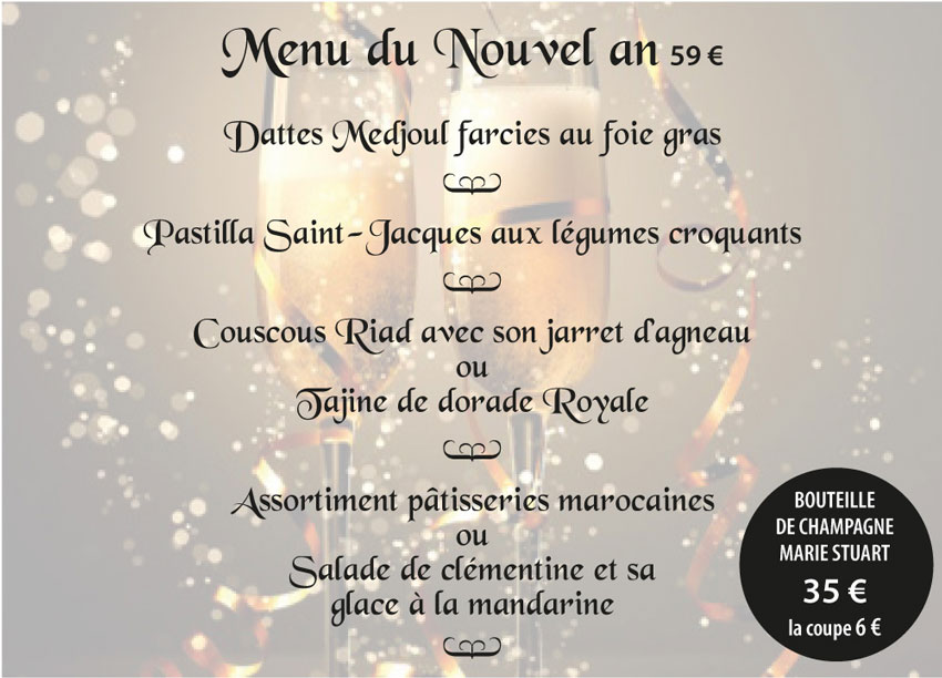 Les Menus le riad, leriad reims, restaurant reims, restaurant oriental reims, restaurant le